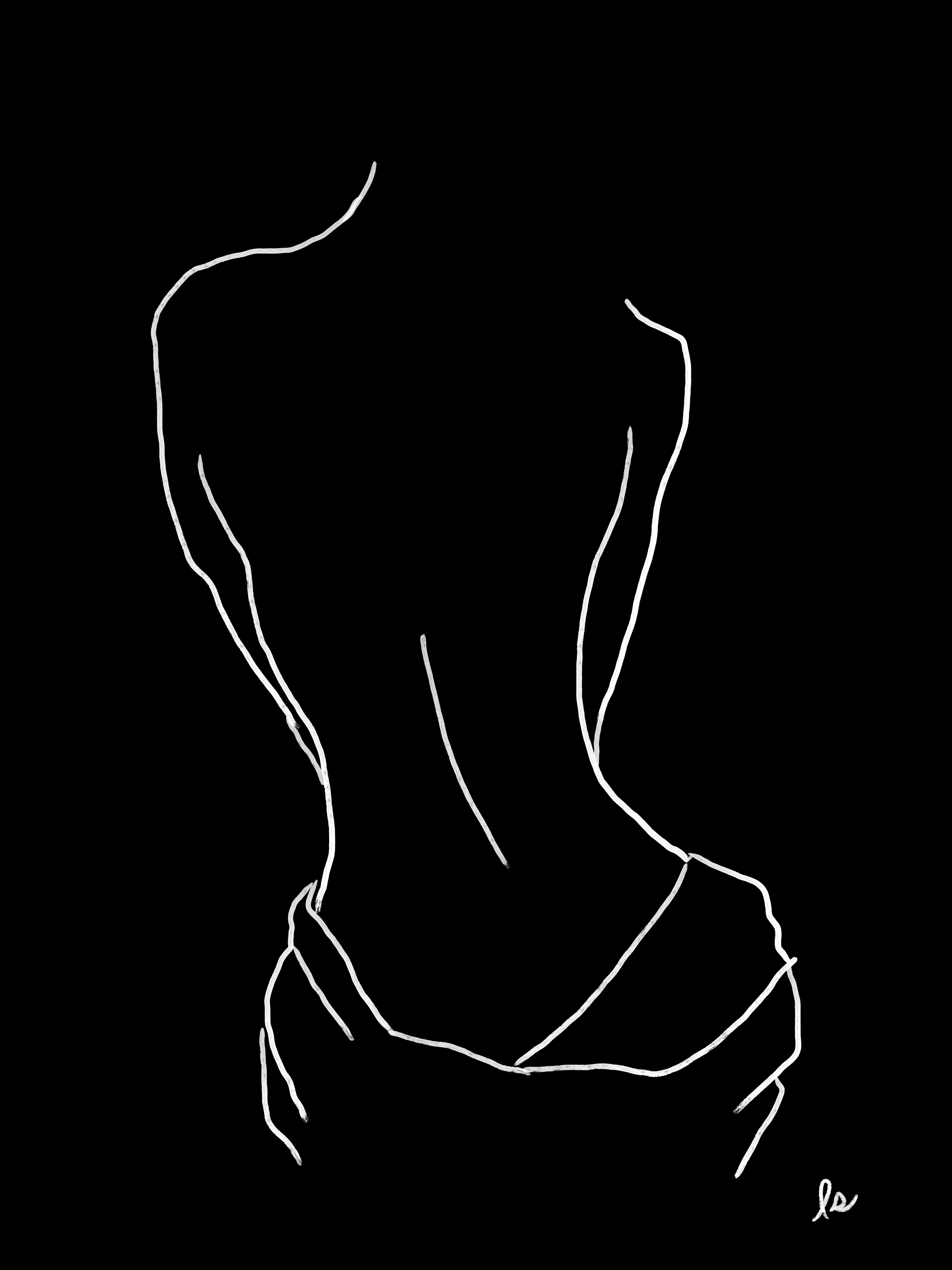 Line Drawing Woman Back Drawing